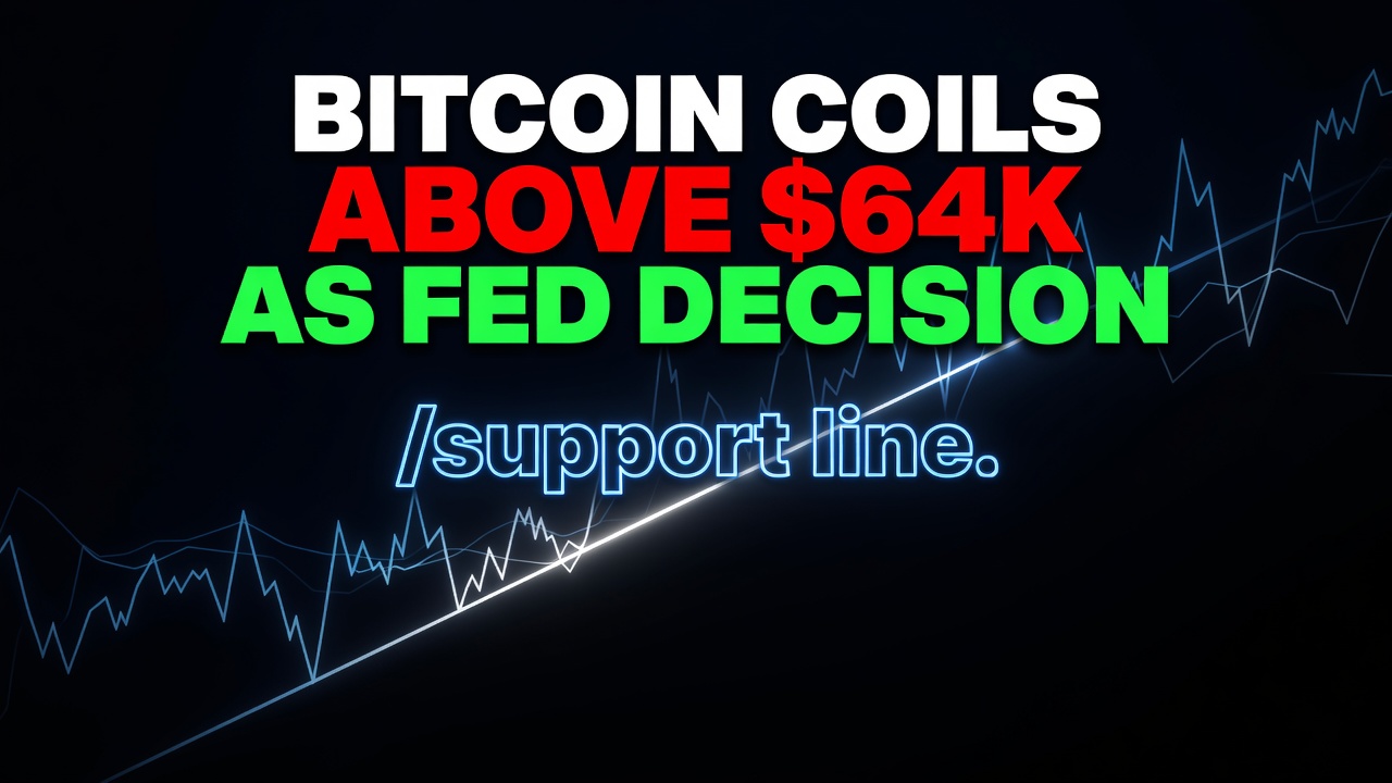 Bitcoin Coils Above $64K As Fed Decision And $63.5K Line Loom -- Bitcoin Coils Above $64K As Fed Decision And $63.5K Line Loom