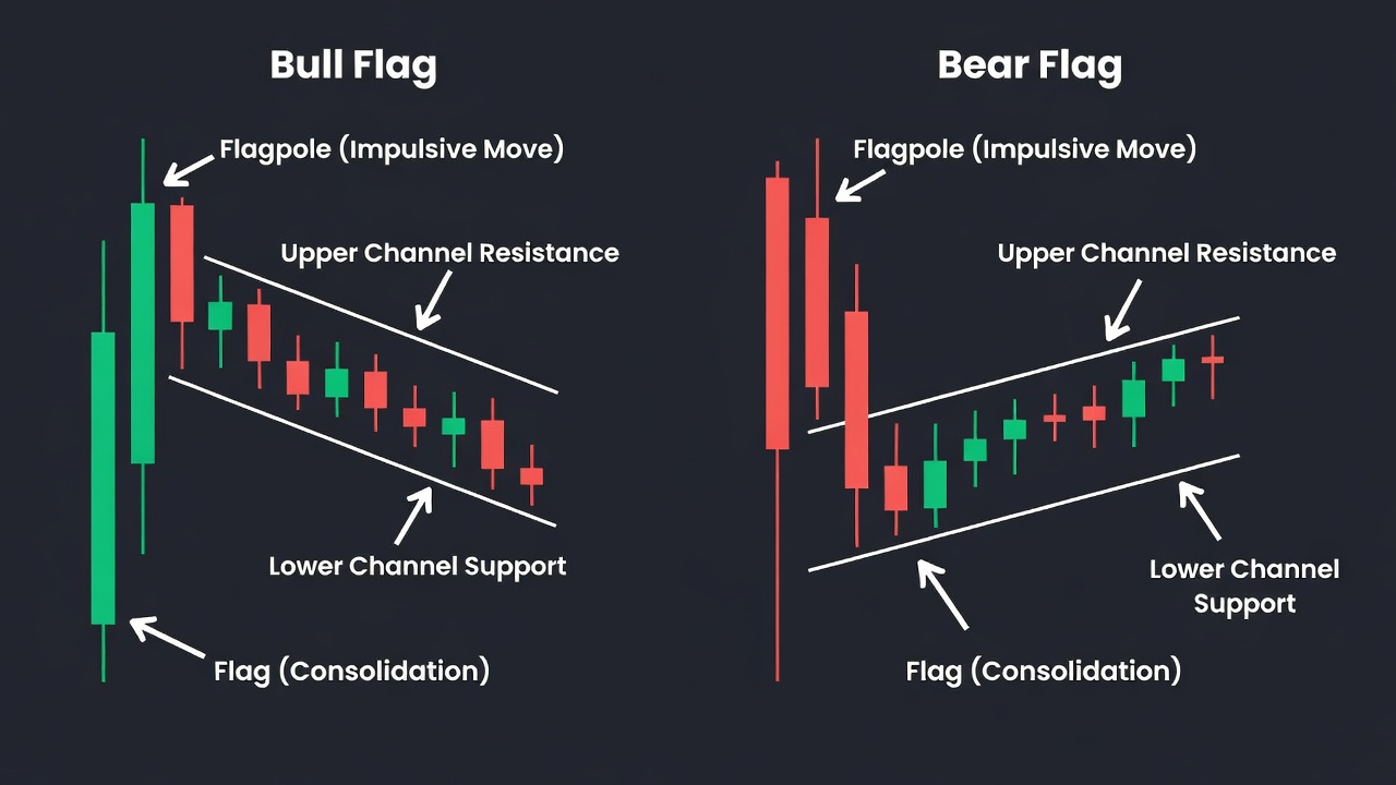 Ultimate Guide To The Bull Flag And Bear Flag Pattern Trading Guide -- Ultimate Guide To The Bull Flag And Bear Flag Pattern Trading Guide — Pattern Diagram