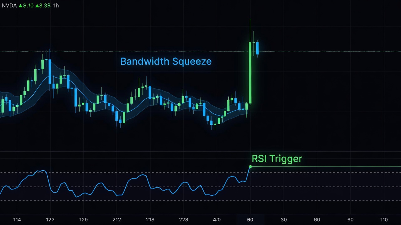 Multi-Timeframe Rsi &Amp; Bollinger Squeezes: Semi Breakouts -- Bollinger Band Squeeze And Rsi Momentum Breakdown Chart On Semiconductor Stock